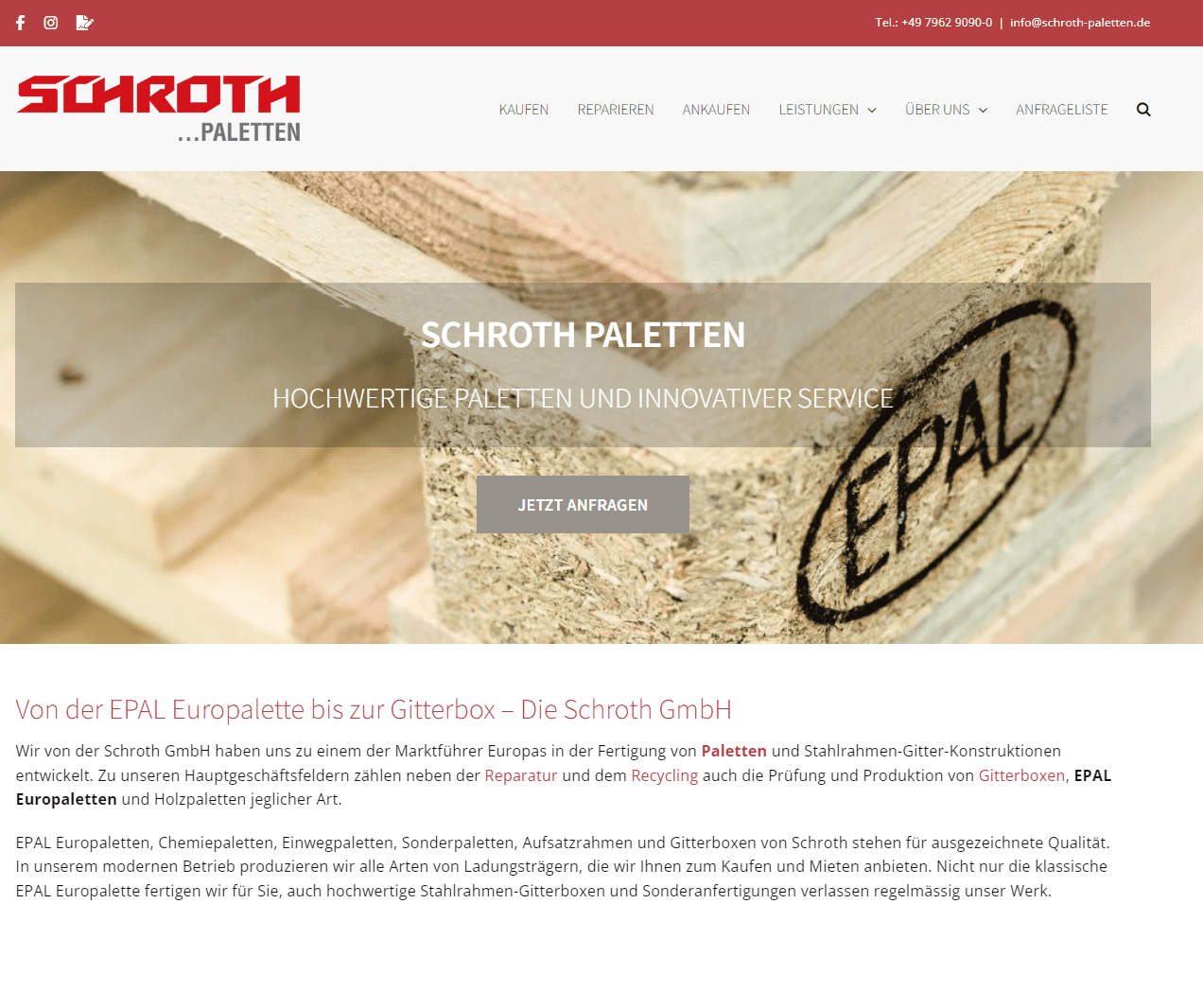 Neuer Webauftritt von Schroth Paletten